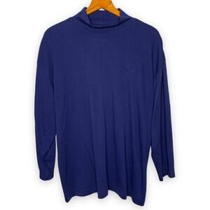 3/$20 Vintage 80s Blair blue embroidered long sleeve turtleneck top SZ XL